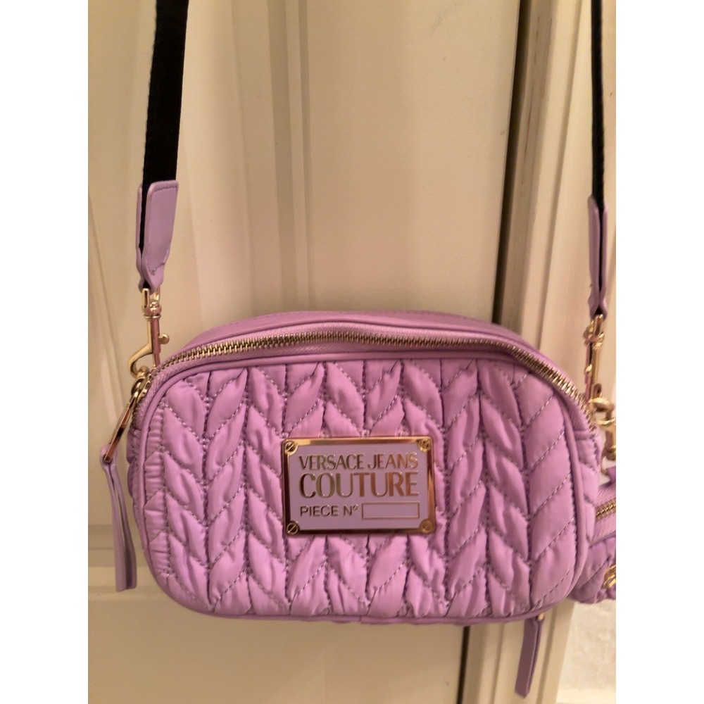 Versace Jeans Couture Quilted Crossbody Bag Lavender Purple Heart Coin Purse